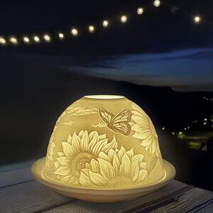 Sunflower and Monarch butterfly Fairy Lamp Lithopane